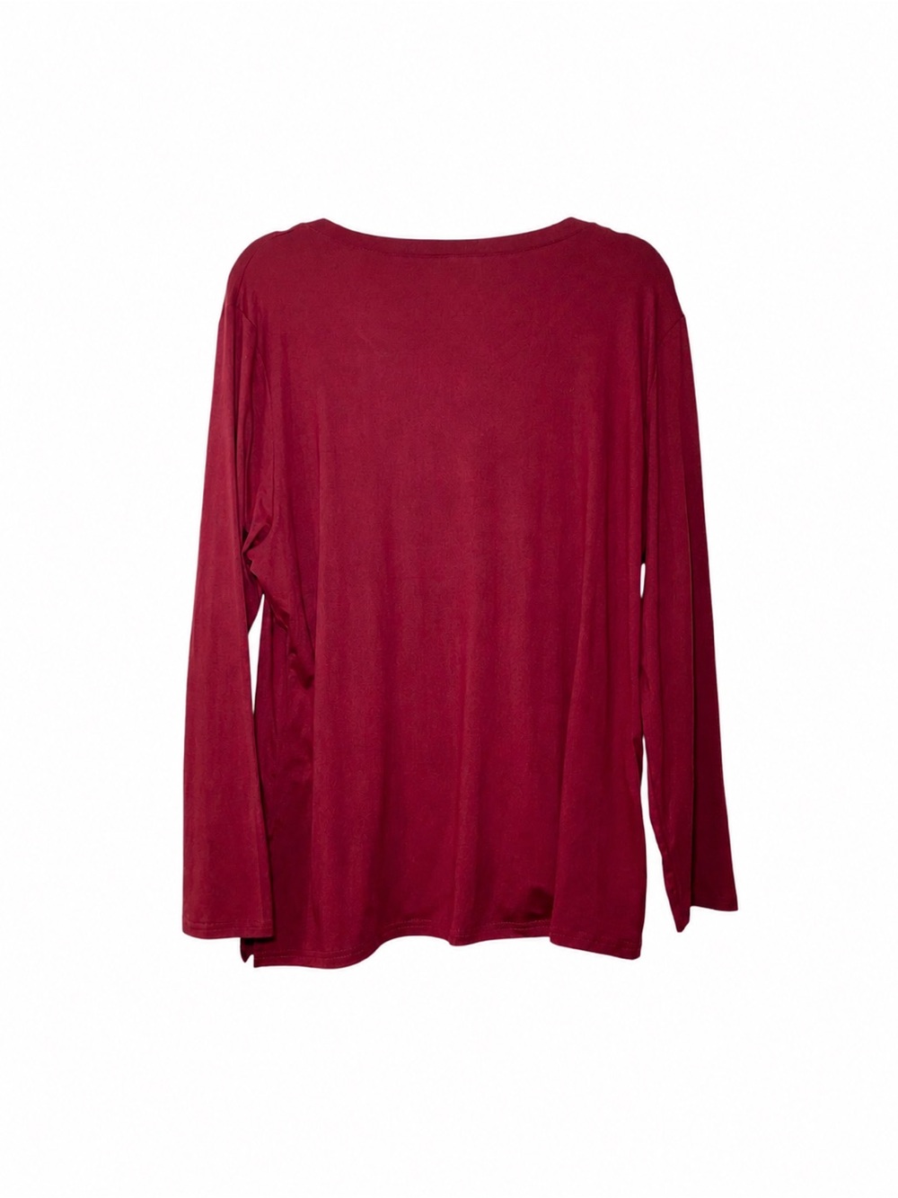 Showitty Women's V-Neck Red Long Sleeve Top Casual Chic Minimalist Size XL - Picture 2 of 8